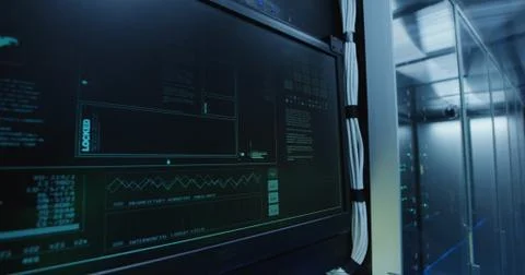 Computer login screen in a modern data center Stock Photos