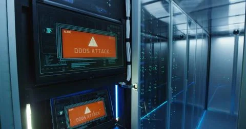 Computer login screen in a modern data center 写真素材