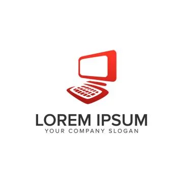 Computer Logo design concept template. Ilustración de archivo
