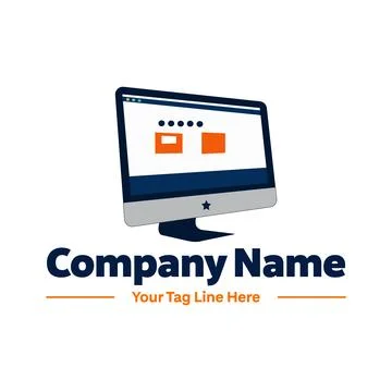 Computer logo, PC Logo Template vector symbol. Stock Illustration