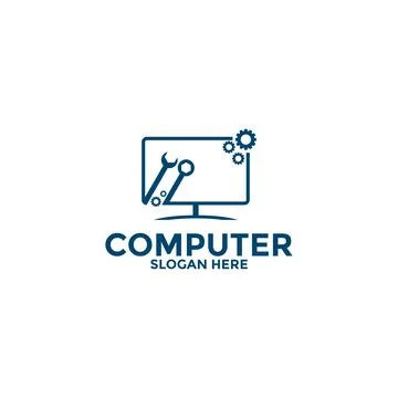 Computer logo template. Computer repair logo , Software development vector .. Stock Illustration