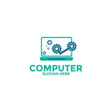 Computer logo template. Computer repair logo , Software development vector .. Stock Illustration