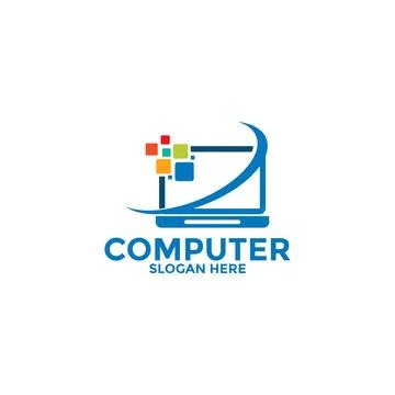 Computer logo template. Computer repair logo , Software development vector .. Stock Illustration