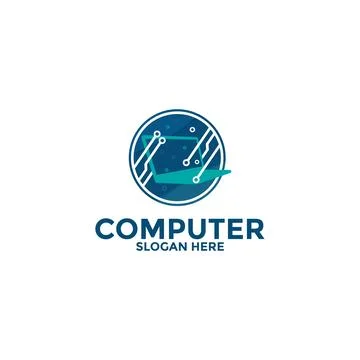 Computer logo template. Computer repair logo , Software development vector .. Stock Illustration