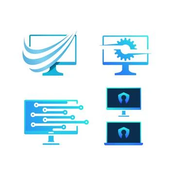 Computer logo Vector icon design illustration Stock Illustration