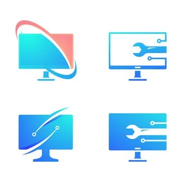 Computer logo Vector icon design illustration Stock Illustration