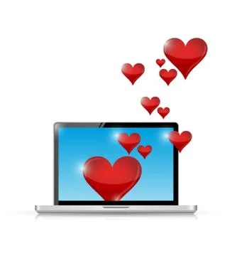 Computer love connection. internet communication Illustrazione stock