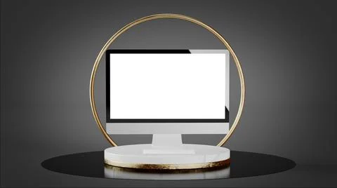 Computer on luxury platform Stock Illustration