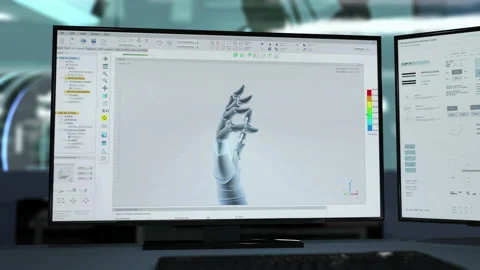 Computer machine engineering program designing the small parts of a robotic hand 動画素材 234421461