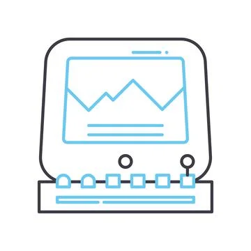 Computer machine line icon, outline symbol, vector illustration, concept sign Stock Illustration