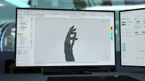 Computer machining technology developing the electronic prosthetic limbs Stock Footage 279226172