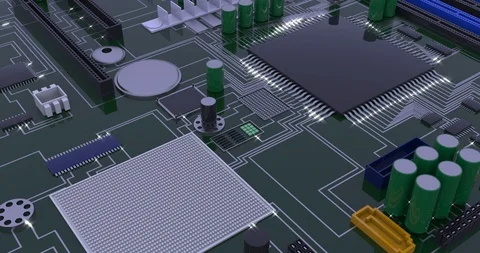 Computer macro mother board realistic footage Stock Footage 114496358