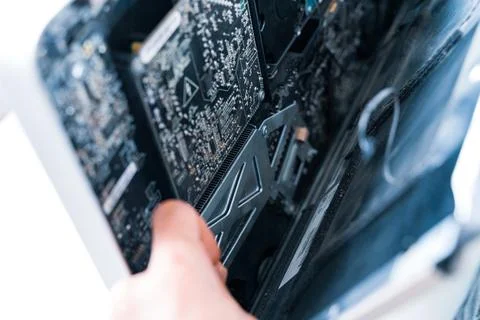 Computer macro technician engineer service. Electronic hardware repair. Techn Stock Photos