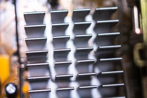 Computer in macro. Various details of computer components in closeup. Stock Photos