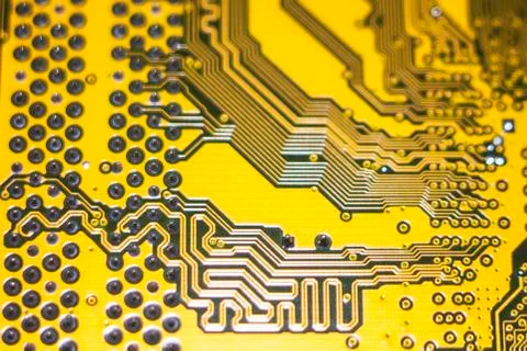 Computer in macro. Various details of computer components in closeup. Stock Photos