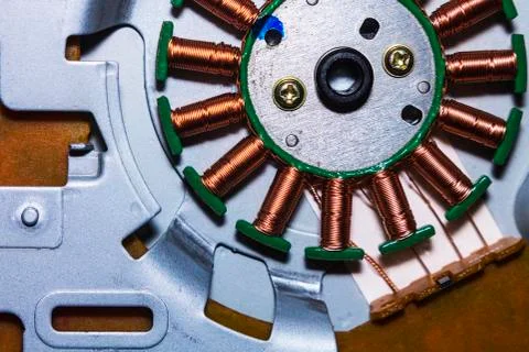 Computer in macro. Various details of computer components in closeup. Stock Photos