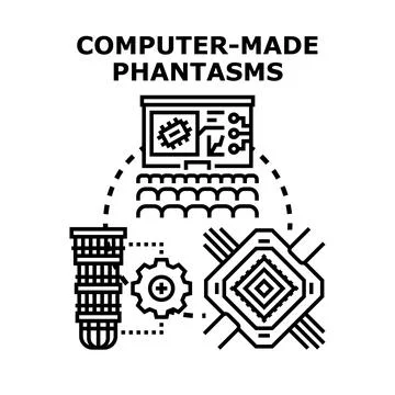 Computer made phantasms technology operating concept 스톡 일러스트
