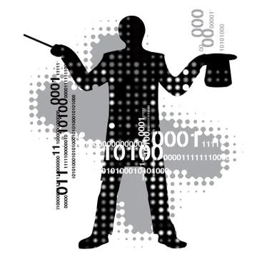 Computer magician Stock Illustration