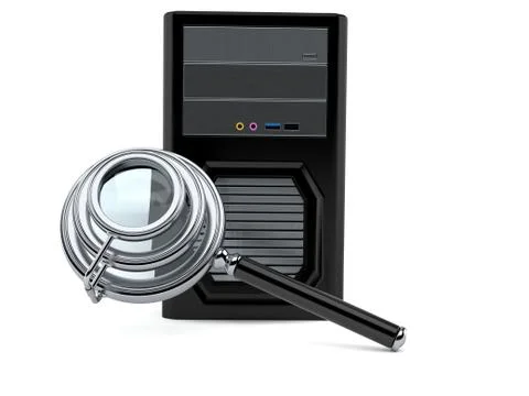 Computer with magnifying glass Stock Illustration