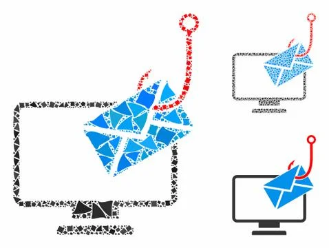 Computer mail phishing Composition Icon of Rugged Parts Stock Illustration