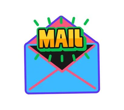 Computer mail Y2K groovy sticker or retro label Stock Illustration