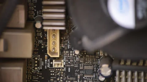 Computer Main-board and CPU Ventilator Stock Footage 24702219