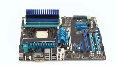 Computer Main Board Circuit in Isolated White Background Studio, Slider Stock Footage 76516002