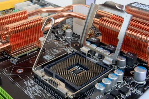 Computer mainboard detail - processor socket 写真素材