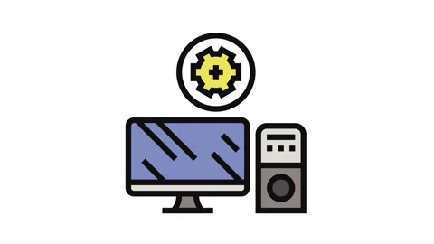 Computer maintenance repair color icon animation Stock Footage 326106499