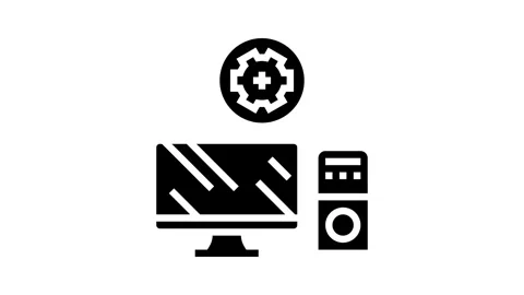 Computer maintenance repair glyph icon animation Stock Footage 326153376
