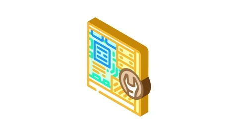Computer maintenance repair isometric icon animation Video stock 327288163