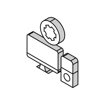 Computer maintenance repair isometric icon vector illustration Illustrazione stock