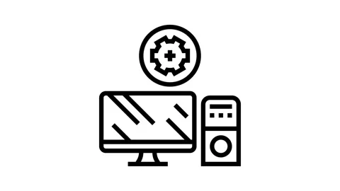 Computer maintenance repair line icon animation Stock Footage 326132428