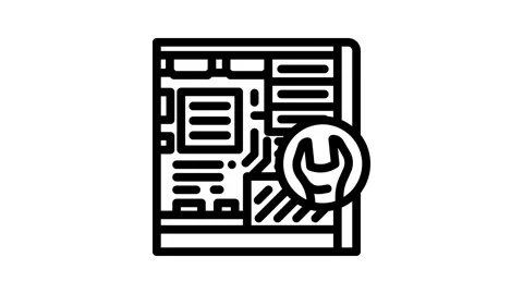 Computer maintenance repair line icon animation Stock Footage 326758545