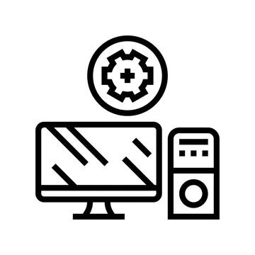 Computer maintenance repair line icon vector illustration 스톡 일러스트