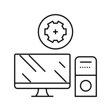 Computer maintenance repair line icon vector illustration Illustrazione stock