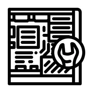 Computer maintenance repair line icon vector illustration Illustrazione stock