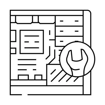 Computer maintenance repair line icon vector illustration Stock Illustration