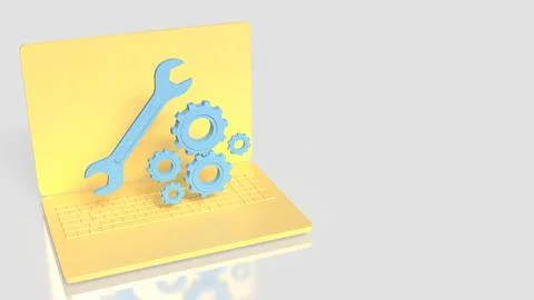 Computer Maintenance Technical Support and System Repair Concept 3d render. 库存插图