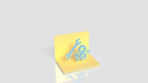 Computer Maintenance Technical Support and System Repair Concept 3d render. Illustrazione stock