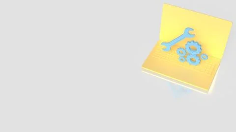 Computer Maintenance Technical Support and System Repair Concept 3d render. Illustrazione stock