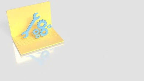 Computer Maintenance Technical Support and System Repair Concept 3d render. 库存插图
