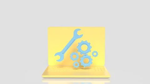 Computer Maintenance Technical Support and System Repair Concept 3d render. 库存插图