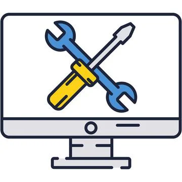 Computer maintenance web tool icon flat vector Stock Illustration