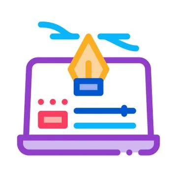 Computer maker movie settings icon vector outline illustration Stock Illustration