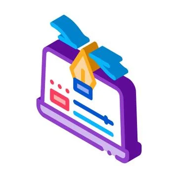 Computer maker movie settings isometric icon vector illustration Stock Illustration