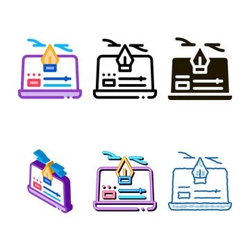 Computer maker movie styles settings icon vector outline Stockillustratie