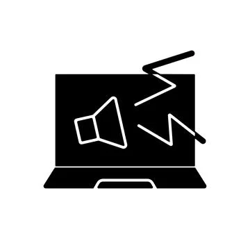 Computer makes strange noises black glyph icon Stock Illustration