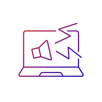 Computer makes strange noises gradient linear vector icon Stock Illustration