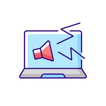 Computer makes strange noises RGB color icon Stock Illustration